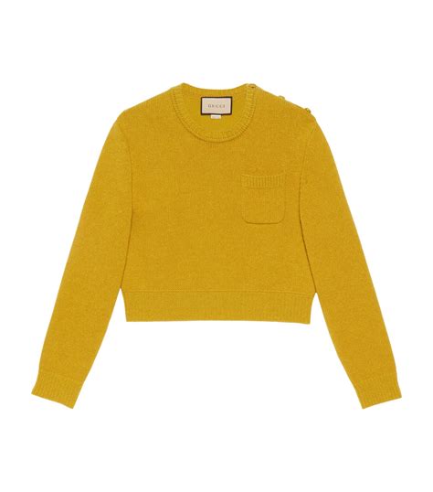 gucci yellow and black sweater|GUCCI Cropped wool.